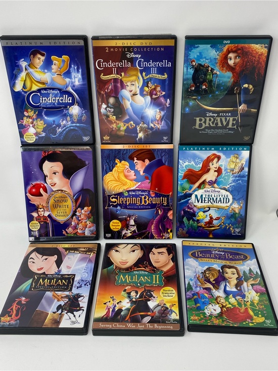 Disney Other - Disney Princess Collection DVD lot of 9 Sleeping Beauty Mulan Cinderella Brave